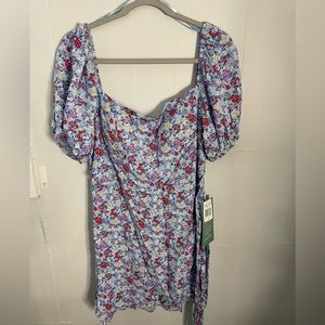 blue flower bodycon dress